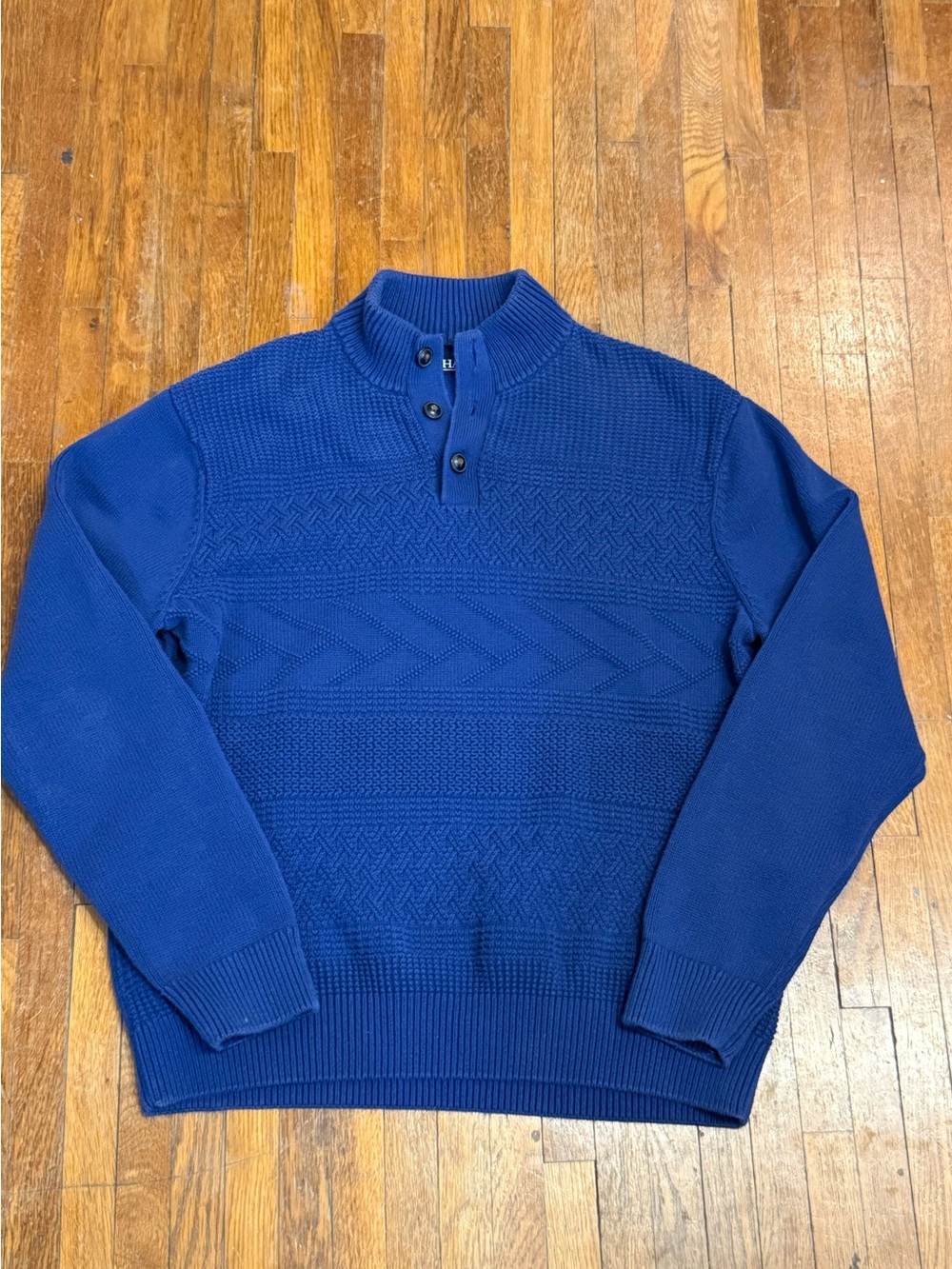 Chaps Royal Blue Zip-Button Knit Sweater